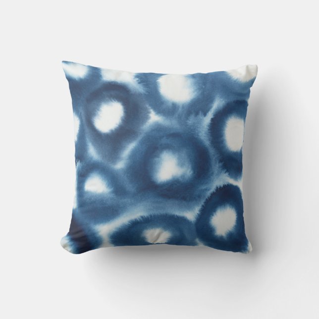 Indigio Watercolor Print Circles Cushion (Front)