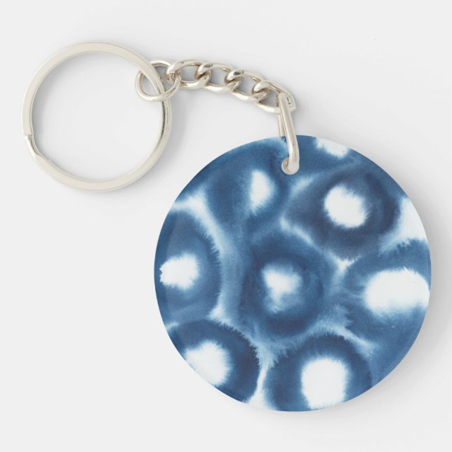 Indigio Watercolor Print Circles Key Ring (Front)