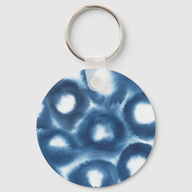 Indigio Watercolor Print Circles Key Ring (Front)
