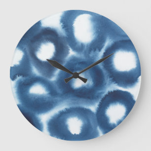 Indigio Watercolor Print Circles Large Clock