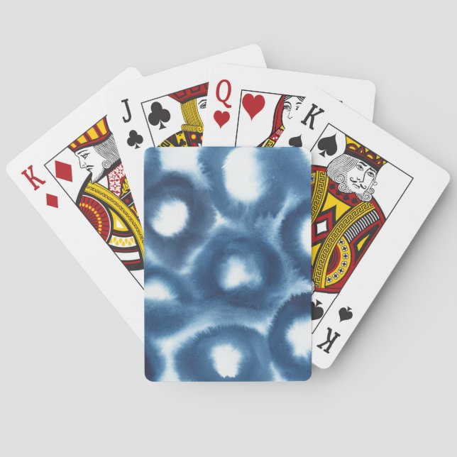 Indigio Watercolor Print Circles Playing Cards (Back)
