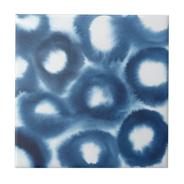 Indigio Watercolor Print Circles Tile (Front)