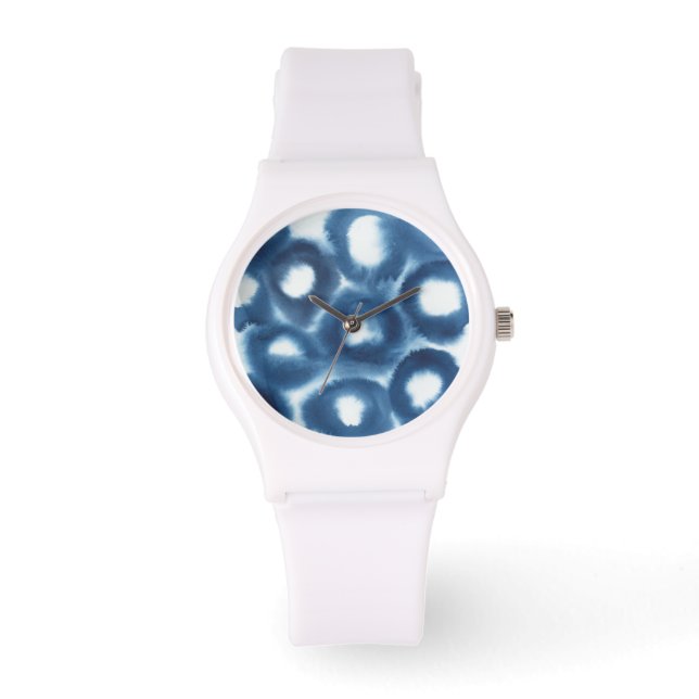 Indigio Watercolor Print Circles Watch (Front)