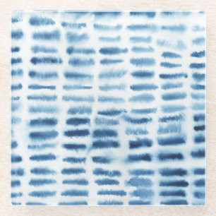 Indigio Watercolor Print Glass Coaster