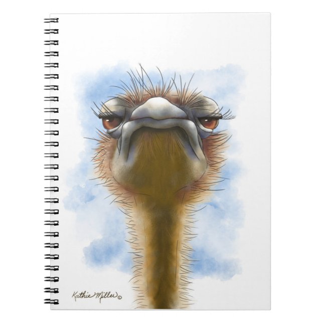 Indignant Ostrich Cartoon Notebook (Front)