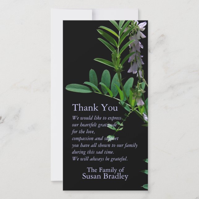 Indigo 1 Floral Sympathy Thank You photo card (Front)