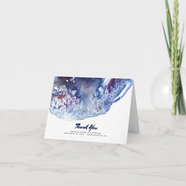 Indigo Agata Crystal Modern Watercolor Thank You (Front)