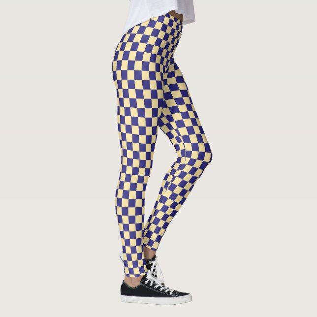 Indigo and butter checkerboard pattern leggings (Right)