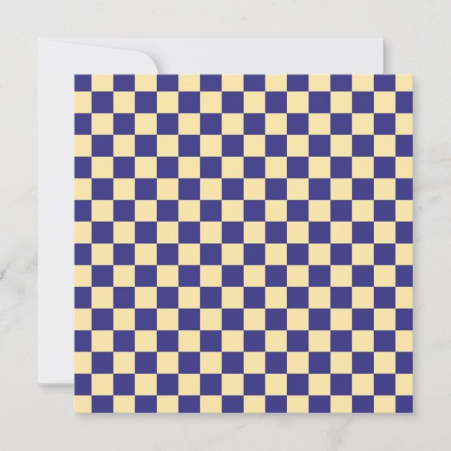 Indigo and butter checkerboard pattern thank you card (Front)