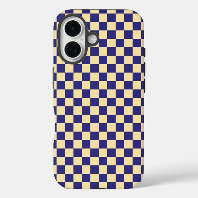 Indigo and butter chequerboard pattern Case-Mate iPhone case (Back)