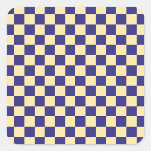 Indigo and butter chequerboard pattern square sticker
