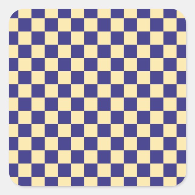 Indigo and butter chequerboard pattern square sticker (Front)