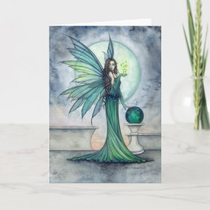 Indigo and Jade Fairy Fantasy Art Blank Card