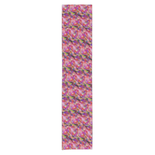 indigo and purple artwork short table runner