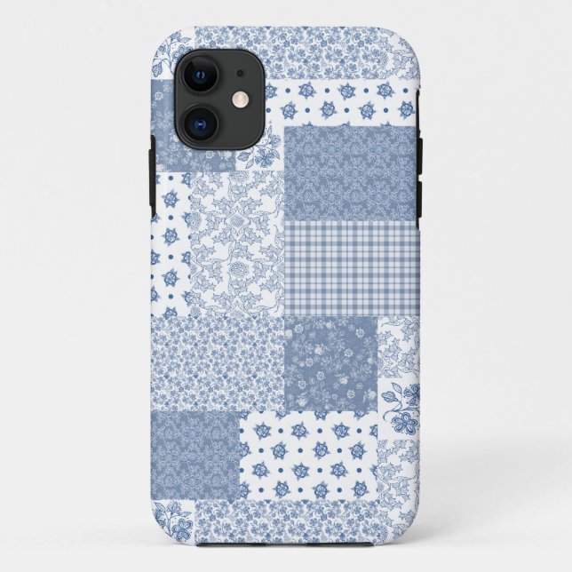 Indigo and White Faux Patchwork iPhone 5/5s Case (Back)
