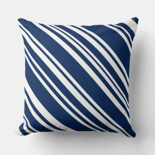 Indigo and White Modern Stripe Pillow