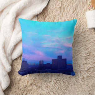 Indigo Awakenings, Sunrise Manhattan Style Cushion
