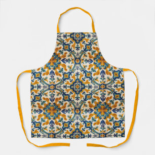 Indigo Azulejo Blue and yellow Portuguese  Apron