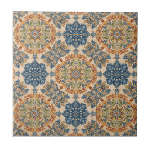 Indigo Azulejo Blue and yellow Portuguese Ceramic Tile