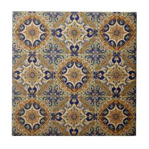 Indigo Azulejo Blue and yellow Portuguese Ceramic Tile