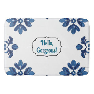 Indigo Azulejo Blue Portuguese Lisbon Bath Mat