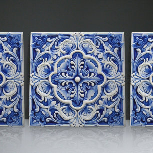 Indigo Azulejo Blue Portuguese Lisbon Decorative Ceramic Tile