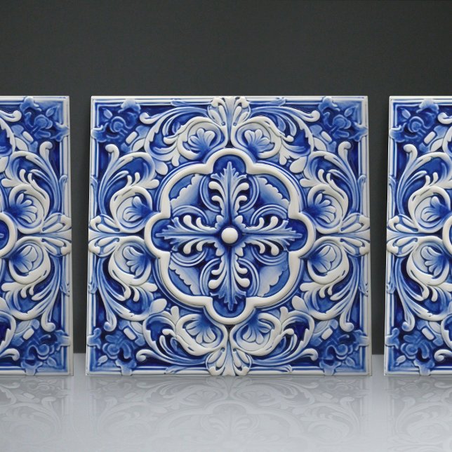 Indigo Azulejo Blue Portuguese Lisbon Decorative Ceramic Tile (Creator Uploaded)