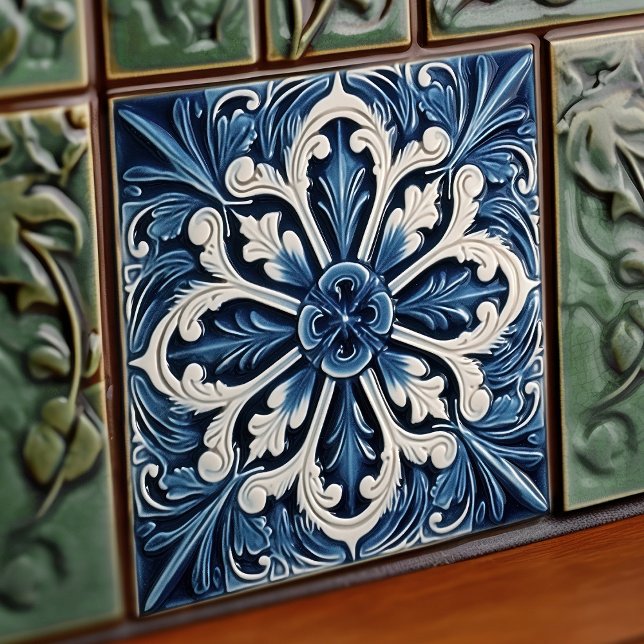 Indigo Azulejo Blue Portuguese Lisbon Decorative Ceramic Tile (Creator Uploaded)
