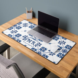 Indigo Azulejo Blue Portuguese Lisbon Decorative Desk Mat