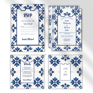 Indigo Azulejo Blue Portuguese Lisbon Decorative Invitation