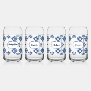 Indigo Azulejo Blue Portuguese Lisbon Quotes Can Glass