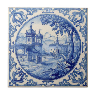 Indigo Azulejo Blue Portuguese Lisbon Talavera  Ceramic Tile