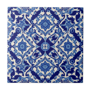 Indigo Azulejo Blue Portuguese Lisbon Talavera  Ceramic Tile