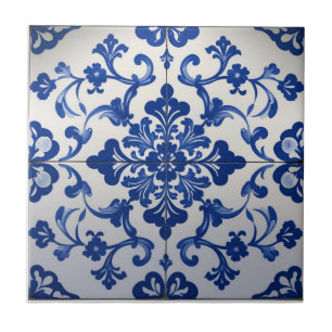 Indigo Azulejo Blue Portuguese Lisbon Talavera  Ceramic Tile