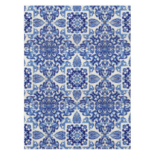 Indigo Azulejo Blue Portuguese Lisbon Talavera  Tablecloth