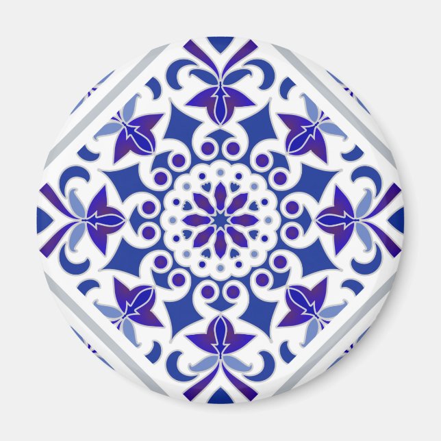 Indigo Azulejos Portuguese Blue and white tiles Magnet (Front)
