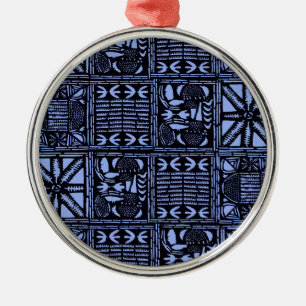 Indigo Batik Quilt - Blue Metal Ornament