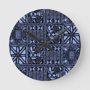 Indigo Batik Quilt - Blue Round Clock