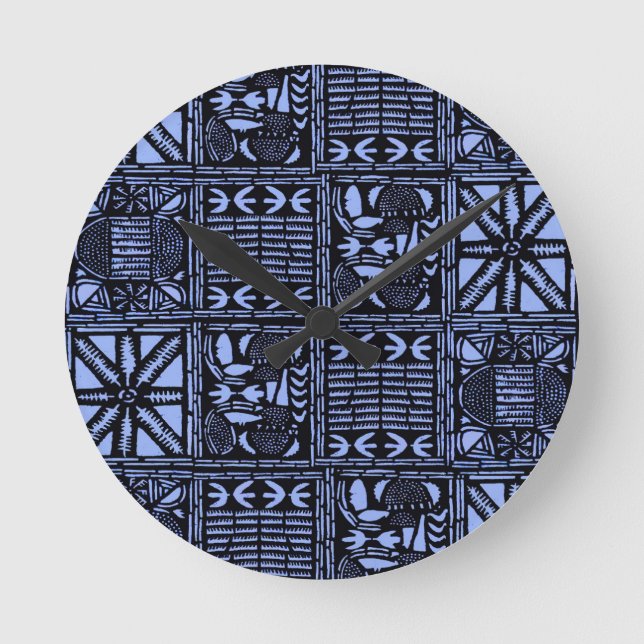 Indigo Batik Quilt - Blue Round Clock (Front)