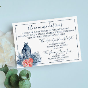 Indigo Bliss Floral Stems Lantern Accommodations Enclosure Card