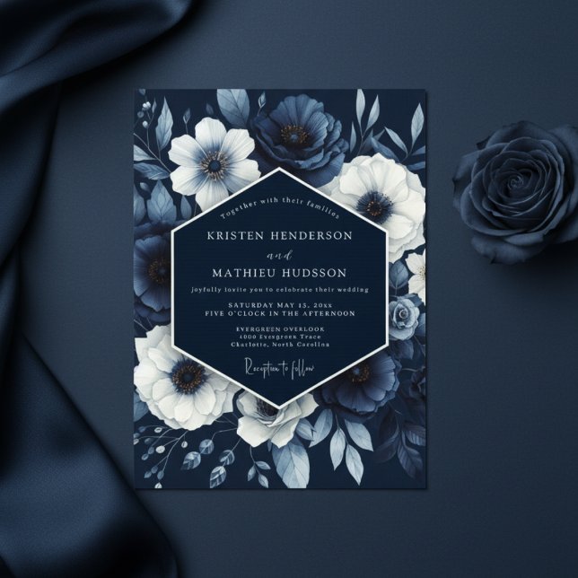 Indigo Bloom Whimsy Wedding Invitation (Creator Uploaded)