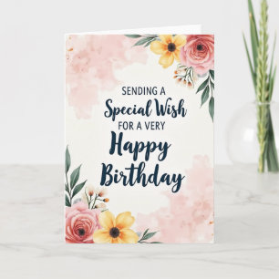 Indigo Blossom Birthday Card
