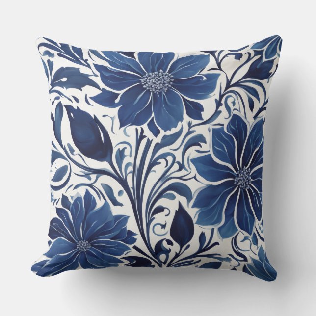 indigo blossom garden pillow (Front)