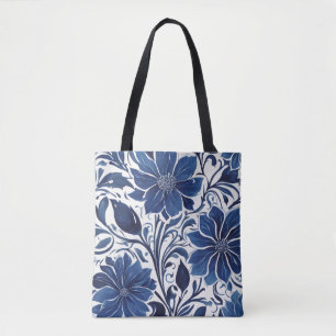 indigo blossom garden tote bag