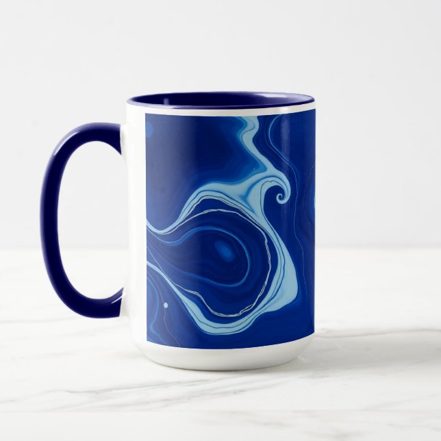 Indigo Blue Abstract Watercolor Personalized  Mug (Left)