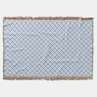 Indigo Blue and White Preppy Check Throw Blanket