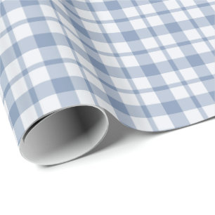 Indigo Blue and White Preppy Check Wrapping Paper