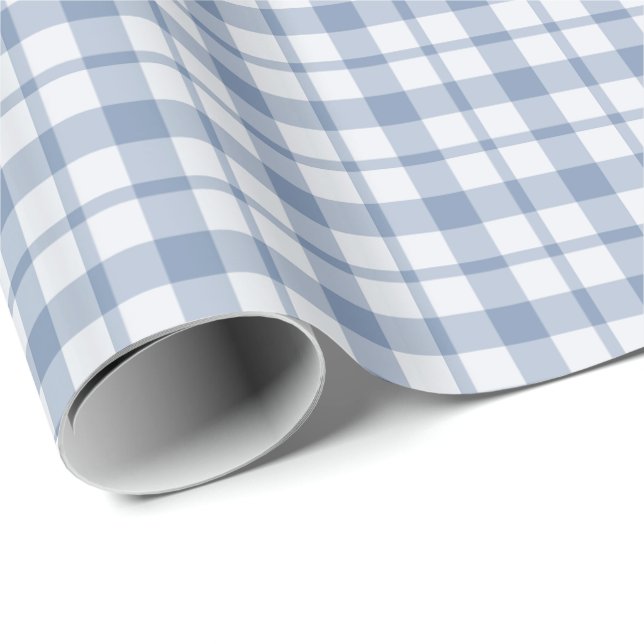 Indigo Blue and White Preppy Check Wrapping Paper (Roll Corner)