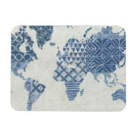 Indigo Blue Batik Map of the World