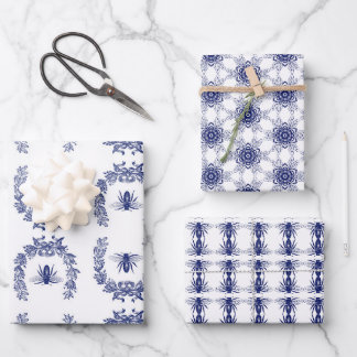 Indigo Blue Bee designs gift wrap set